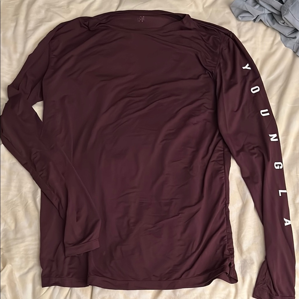 YoungLA Men's Maroon Long Sleeve Shirt